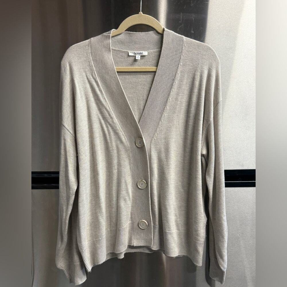 Splendid Taupe Button-Up Cardigan